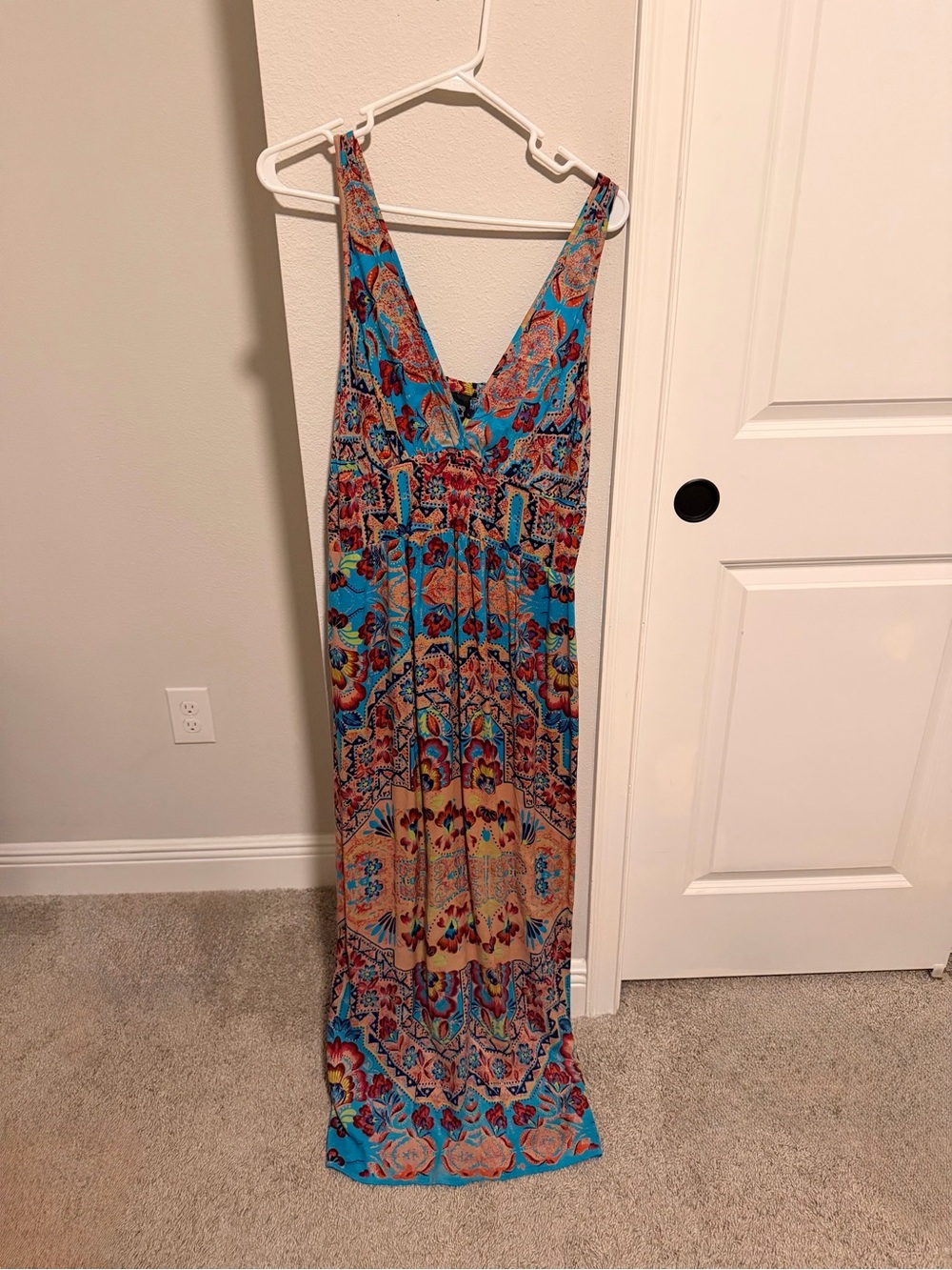 Angie Turquoise Floral Paisley Maxi Dress